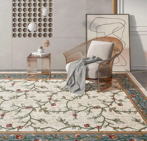 Karpet Berwarna Klasik dengan Motif Floral